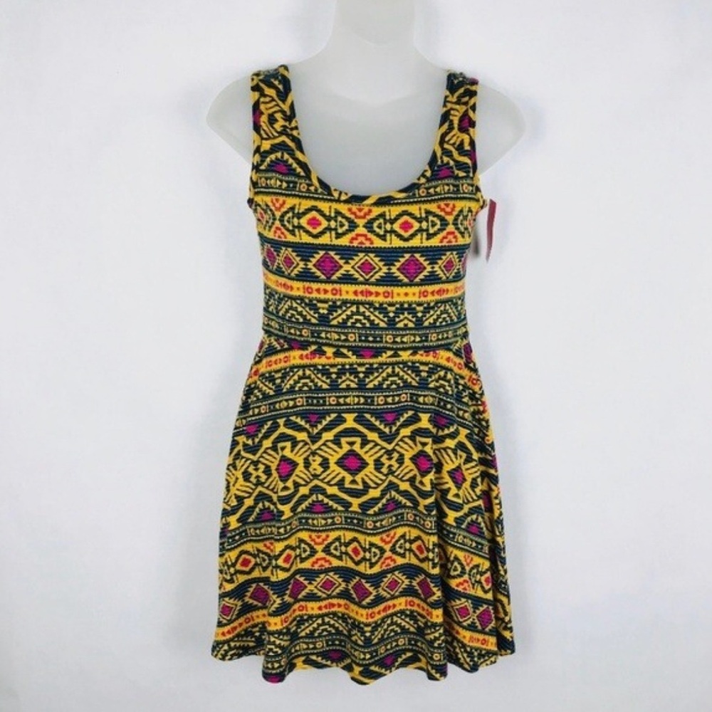 Xhilaration Black and Yellow Sleeveless Dress